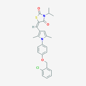 (5E)-5-[(1-{4-[(2-chlorobenzyl)oxy]phenyl}-2,5-dimethyl-1H-pyrrol-3-yl)methylidene]-3-(propan-2-yl)-1,3-thiazolidine-2,4-dione