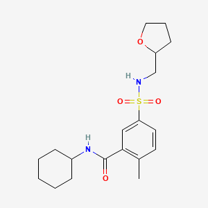 N-cyclohexyl-2-methyl-5-(oxolan-2-ylmethylsulfamoyl)benzamide