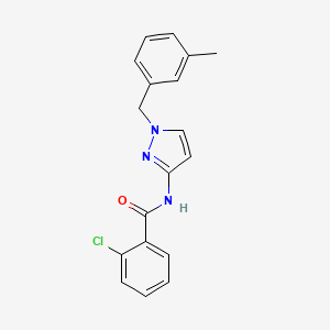 molecular formula C18H16ClN3O B4243960 2-chloro-N-[1-[(3-methylphenyl)methyl]pyrazol-3-yl]benzamide 