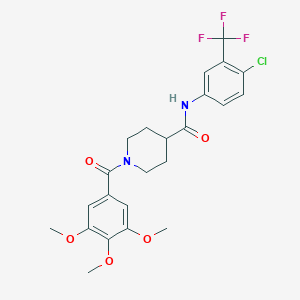 molecular formula C23H24ClF3N2O5 B424400 N-[4-chloro-3-(trifluoromethyl)phenyl]-1-(3,4,5-trimethoxybenzoyl)piperidine-4-carboxamide 