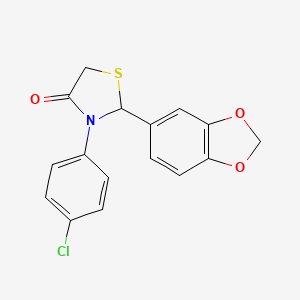 molecular formula C16H12ClNO3S B4244013 2-(1,3-benzodioxol-5-yl)-3-(4-chlorophenyl)-1,3-thiazolidin-4-one CAS No. 93080-94-5