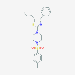 molecular formula C23H27N3O2S2 B424408 1-[(4-Methylphenyl)sulfonyl]-4-(4-phenyl-5-propyl-1,3-thiazol-2-yl)piperazine 