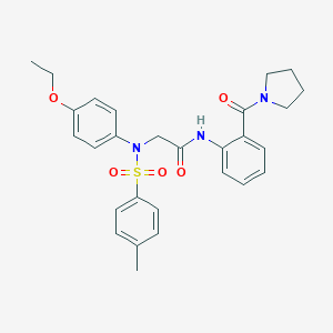 molecular formula C28H31N3O5S B424424 2-{4-ethoxy[(4-methylphenyl)sulfonyl]anilino}-N-[2-(pyrrolidin-1-ylcarbonyl)phenyl]acetamide 