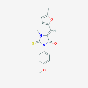 molecular formula C18H18N2O3S B424425 3-(4-Ethoxyphenyl)-1-methyl-5-[(5-methyl-2-furyl)methylene]-2-thioxo-4-imidazolidinone 