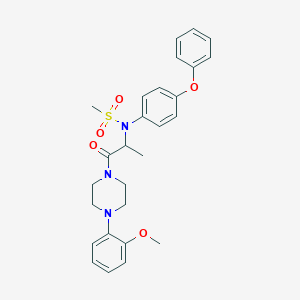 molecular formula C27H31N3O5S B424428 N-{2-[4-(2-methoxyphenyl)piperazin-1-yl]-1-methyl-2-oxoethyl}-N-(4-phenoxyphenyl)methanesulfonamide 