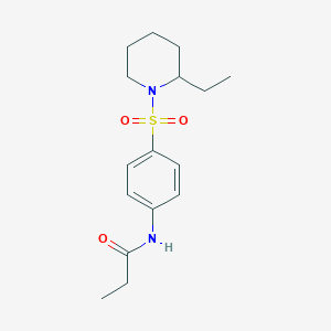 molecular formula C16H24N2O3S B4244303 N-{4-[(2-ethylpiperidin-1-yl)sulfonyl]phenyl}propanamide 