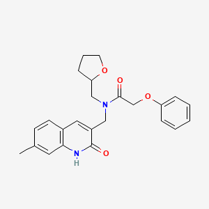 N-[(7-methyl-2-oxo-1H-quinolin-3-yl)methyl]-N-(oxolan-2-ylmethyl)-2-phenoxyacetamide