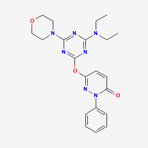 molecular formula C21H25N7O3 B4244354 6-{[4-(diethylamino)-6-(4-morpholinyl)-1,3,5-triazin-2-yl]oxy}-2-phenyl-3(2H)-pyridazinone 