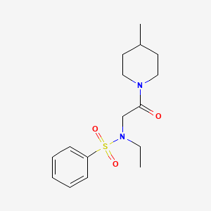 molecular formula C16H24N2O3S B4244394 N-ethyl-N-[2-(4-methylpiperidin-1-yl)-2-oxoethyl]benzenesulfonamide 