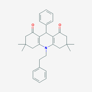 molecular formula C31H35NO2 B424440 3,3,6,6-tetramethyl-9-phenyl-10-(2-phenylethyl)-3,4,6,7,9,10-hexahydroacridine-1,8(2H,5H)-dione CAS No. 383394-33-0