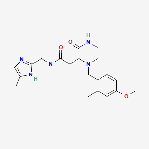 molecular formula C22H31N5O3 B4244416 2-[1-(4-methoxy-2,3-dimethylbenzyl)-3-oxo-2-piperazinyl]-N-methyl-N-[(4-methyl-1H-imidazol-2-yl)methyl]acetamide 