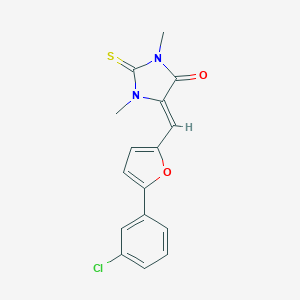 molecular formula C16H13ClN2O2S B424444 5-{[5-(3-Chlorophenyl)-2-furyl]methylene}-1,3-dimethyl-2-thioxoimidazolidin-4-one 