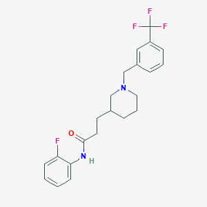 molecular formula C22H24F4N2O B4244472 N-(2-fluorophenyl)-3-{1-[3-(trifluoromethyl)benzyl]-3-piperidinyl}propanamide 