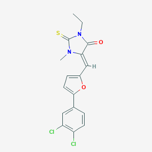 molecular formula C17H14Cl2N2O2S B424448 5-{[5-(3,4-Dichlorophenyl)-2-furyl]methylene}-3-ethyl-1-methyl-2-thioxoimidazolidin-4-one 