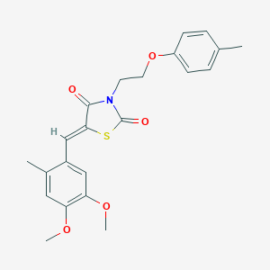 molecular formula C22H23NO5S B424452 5-(4,5-Dimethoxy-2-methylbenzylidene)-3-[2-(4-methylphenoxy)ethyl]-1,3-thiazolidine-2,4-dione 