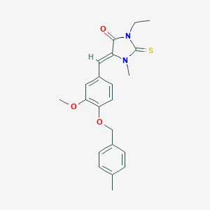 molecular formula C22H24N2O3S B424454 3-Ethyl-5-{3-methoxy-4-[(4-methylbenzyl)oxy]benzylidene}-1-methyl-2-thioxoimidazolidin-4-one 