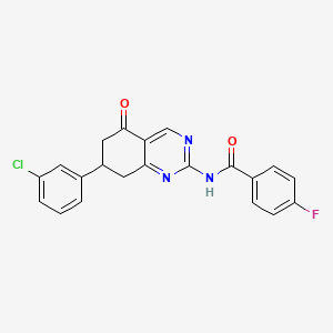 N-(7-(3-chlorophenyl)-5-oxo-5,6,7,8-tetrahydro-2-quinazolinyl)-4-fluorobenzamide