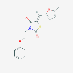 molecular formula C18H17NO4S B424468 (5Z)-5-[(5-methylfuran-2-yl)methylidene]-3-[2-(4-methylphenoxy)ethyl]-1,3-thiazolidine-2,4-dione 