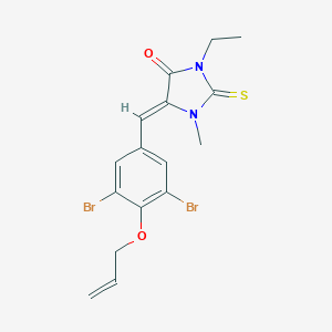 molecular formula C16H16Br2N2O2S B424470 5-[4-(Allyloxy)-3,5-dibromobenzylidene]-3-ethyl-1-methyl-2-thioxoimidazolidin-4-one 