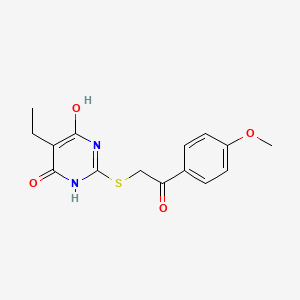 molecular formula C15H16N2O4S B4244709 5-ETHYL-6-HYDROXY-2-{[2-(4-METHOXYPHENYL)-2-OXOETHYL]SULFANYL}-4(3H)-PYRIMIDINONE 