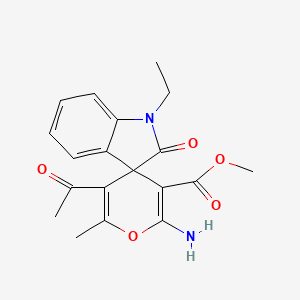 molecular formula C19H20N2O5 B4244727 Methyl 5'-acetyl-2'-amino-1-ethyl-6'-methyl-2-oxospiro[indole-3,4'-pyran]-3'-carboxylate 