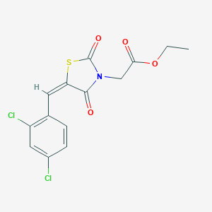 molecular formula C14H11Cl2NO4S B424473 ethyl [(5E)-5-(2,4-dichlorobenzylidene)-2,4-dioxo-1,3-thiazolidin-3-yl]acetate 