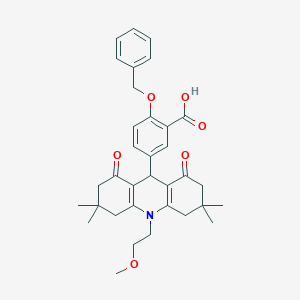 molecular formula C34H39NO6 B424474 2-(Benzyloxy)-5-[10-(2-methoxyethyl)-3,3,6,6-tetramethyl-1,8-dioxo-1,2,3,4,5,6,7,8,9,10-decahydroacridin-9-yl]benzoic acid 