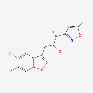 molecular formula C15H13ClN2O3 B4244749 2-(5-chloro-6-methyl-1-benzofuran-3-yl)-N-(5-methyl-3-isoxazolyl)acetamide 