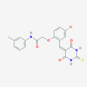 molecular formula C20H16BrN3O4S B424475 2-{4-bromo-2-[(4,6-dioxo-2-thioxotetrahydro-5(2H)-pyrimidinylidene)methyl]phenoxy}-N-(3-methylphenyl)acetamide 