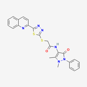 N~1~-(1,5-DIMETHYL-3-OXO-2-PHENYL-2,3-DIHYDRO-1H-PYRAZOL-4-YL)-2-{[5-(2-QUINOLYL)-1,3,4-THIADIAZOL-2-YL]SULFANYL}ACETAMIDE