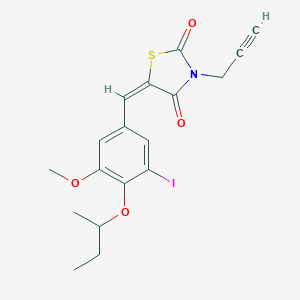 (5E)-5-[4-(butan-2-yloxy)-3-iodo-5-methoxybenzylidene]-3-(prop-2-yn-1-yl)-1,3-thiazolidine-2,4-dione