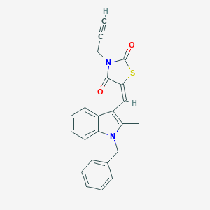 molecular formula C23H18N2O2S B424485 5-[(1-benzyl-2-methyl-1H-indol-3-yl)methylene]-3-prop-2-ynyl-1,3-thiazolidine-2,4-dione 