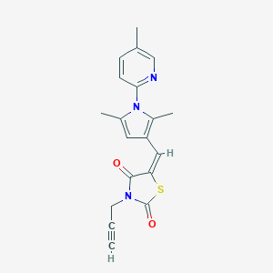 molecular formula C19H17N3O2S B424486 (5E)-5-{[2,5-dimethyl-1-(5-methylpyridin-2-yl)-1H-pyrrol-3-yl]methylidene}-3-(prop-2-yn-1-yl)-1,3-thiazolidine-2,4-dione 