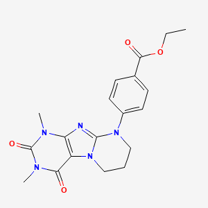 ethyl 4-(1,3-dimethyl-2,4-dioxo-1,2,3,4,7,8-hexahydropyrimido[2,1-f]purin-9(6H)-yl)benzoate