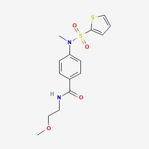 molecular formula C15H18N2O4S2 B4244917 N-(2-methoxyethyl)-4-[methyl(thiophen-2-ylsulfonyl)amino]benzamide 