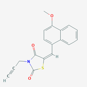 molecular formula C18H13NO3S B424492 (5E)-5-[(4-methoxynaphthalen-1-yl)methylidene]-3-(prop-2-yn-1-yl)-1,3-thiazolidine-2,4-dione 