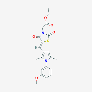 molecular formula C21H22N2O5S B424496 ethyl (5-{[1-(3-methoxyphenyl)-2,5-dimethyl-1H-pyrrol-3-yl]methylene}-2,4-dioxo-1,3-thiazolidin-3-yl)acetate 