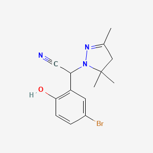 molecular formula C14H16BrN3O B4244964 (5-BROMO-2-HYDROXYPHENYL)(3,5,5-TRIMETHYL-4,5-DIHYDRO-1H-PYRAZOL-1-YL)METHYL CYANIDE 