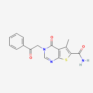 5-Methyl-4-oxo-3-phenacylthieno[2,3-d]pyrimidine-6-carboxamide