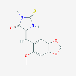 molecular formula C13H12N2O4S B424500 5-[(6-Methoxy-1,3-benzodioxol-5-yl)methylene]-3-methyl-2-thioxoimidazolidin-4-one 