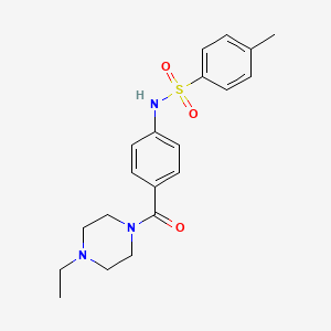 molecular formula C20H25N3O3S B4245110 N-{4-[(4-ethyl-1-piperazinyl)carbonyl]phenyl}-4-methylbenzenesulfonamide 