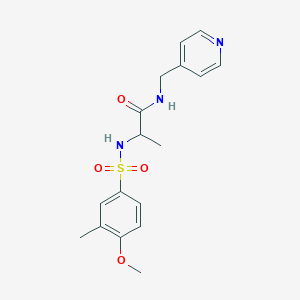 molecular formula C17H21N3O4S B4245173 N~2~-[(4-methoxy-3-methylphenyl)sulfonyl]-N~1~-(4-pyridinylmethyl)alaninamide 