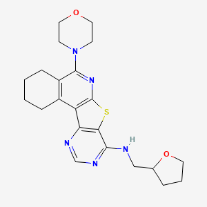 molecular formula C22H27N5O2S B4245273 8-morpholin-4-yl-N-(oxolan-2-ylmethyl)-11-thia-9,14,16-triazatetracyclo[8.7.0.02,7.012,17]heptadeca-1,7,9,12,14,16-hexaen-13-amine 