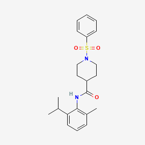 molecular formula C22H28N2O3S B4245297 1-(benzenesulfonyl)-N-(2-methyl-6-propan-2-ylphenyl)piperidine-4-carboxamide 