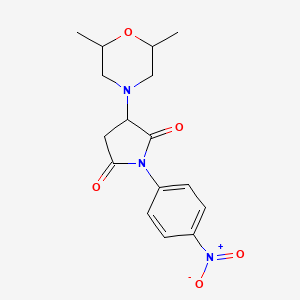 molecular formula C16H19N3O5 B4245311 3-(2,6-Dimethylmorpholin-4-yl)-1-(4-nitrophenyl)pyrrolidine-2,5-dione 