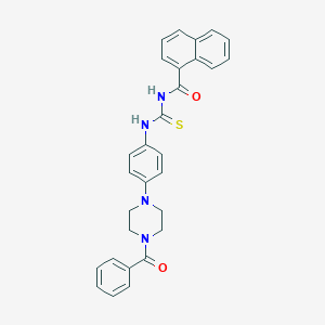 molecular formula C29H26N4O2S B424532 N-({4-[4-(phenylcarbonyl)piperazin-1-yl]phenyl}carbamothioyl)naphthalene-1-carboxamide 