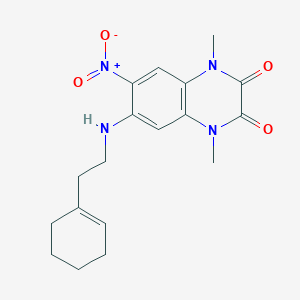 6-{[2-(CYCLOHEX-1-EN-1-YL)ETHYL]AMINO}-1,4-DIMETHYL-7-NITROQUINOXALINE-2,3-DIONE