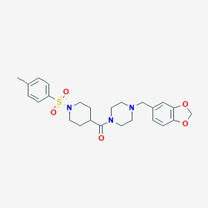 molecular formula C25H31N3O5S B424541 [4-(1,3-Benzodioxol-5-ylmethyl)piperazin-1-yl]{1-[(4-methylphenyl)sulfonyl]piperidin-4-yl}methanone 
