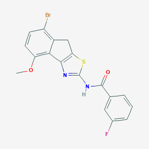 molecular formula C18H12BrFN2O2S B424542 N-(7-bromo-4-methoxy-8H-indeno[1,2-d][1,3]thiazol-2-yl)-3-fluorobenzamide 