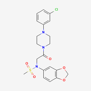 molecular formula C20H22ClN3O5S B4245427 N-1,3-benzodioxol-5-yl-N-{2-[4-(3-chlorophenyl)-1-piperazinyl]-2-oxoethyl}methanesulfonamide 